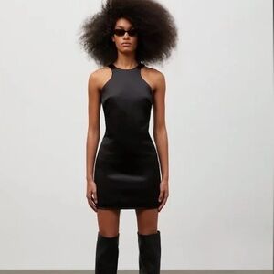 Aritzia Ten Babaton Pressure Black Sleeveless Mini Shine Racer Back Dress Sz 2